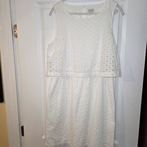J. Crew White Eyelet Dress with Textured Cutouts Size Medium Preloved